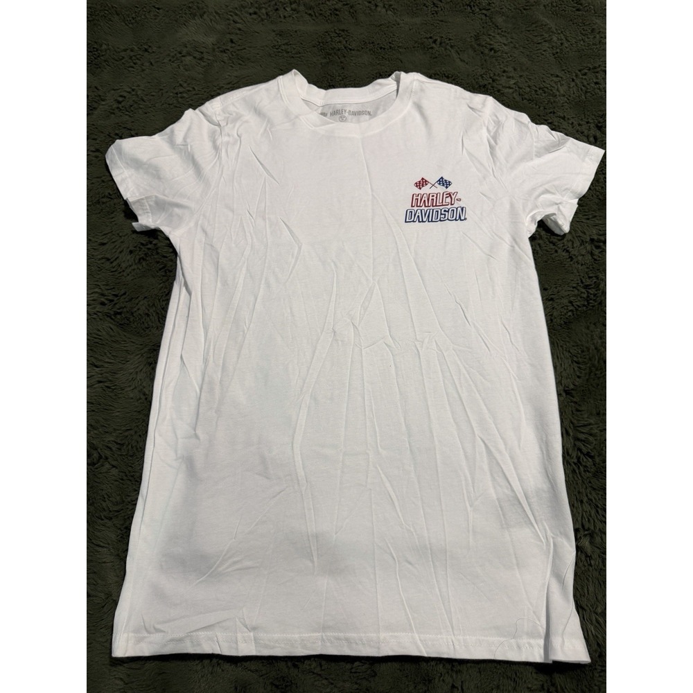 Harley-Davidson Men's White #1 Flat Track T Medium Slim